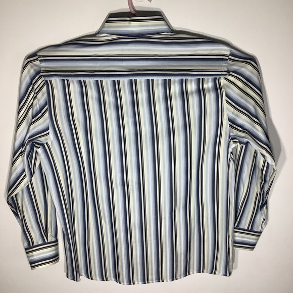 Tommy Bahama Mens Long Sleeve Button Up Blue And Yellow Striped Shirt Medium - Picture 4 of 5